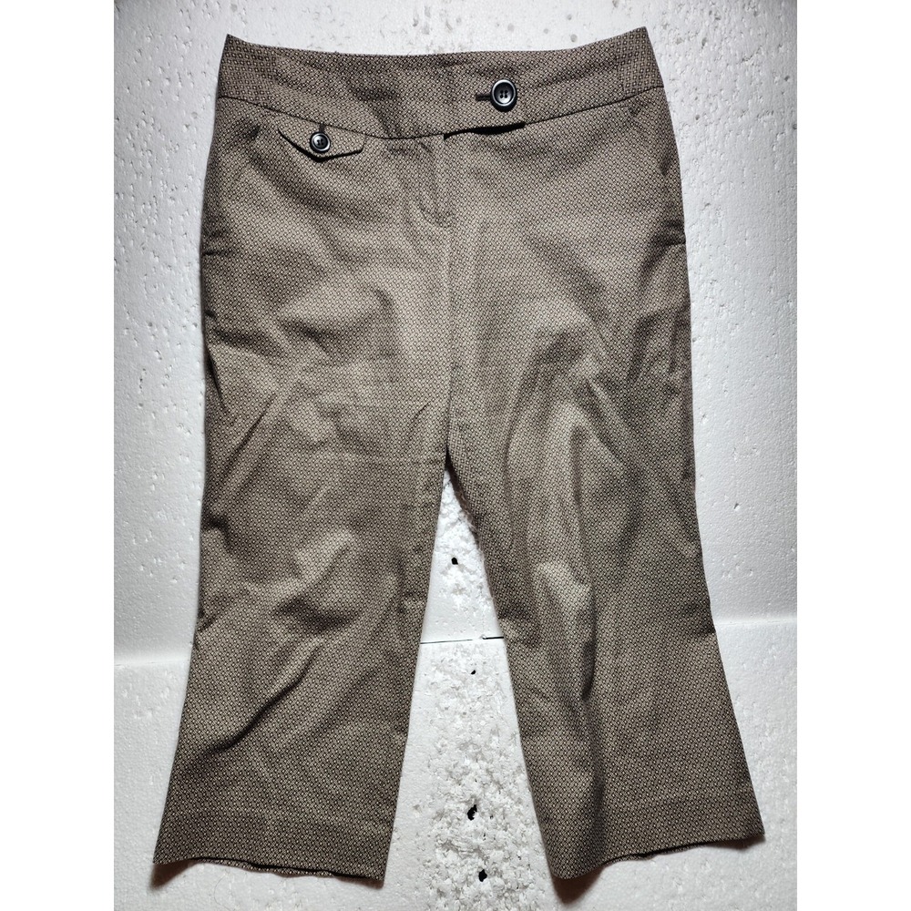 Ann Taylor  Lindsay Pants Womens Size 4 Brown Capri Cropped Button Pockets
